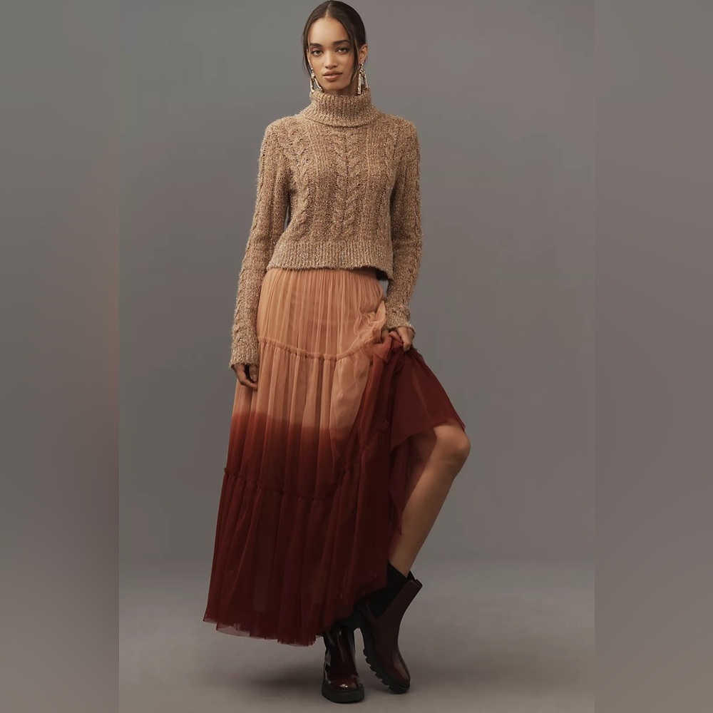 NWT Let Me Be Ombre Tulle Maxi Skirt (Large)